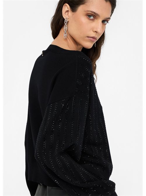 Maglia con strass LIU JO | CF5271MA96E/M9798